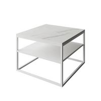 COUCHTISCH NOVA mit Ablage Weiß / Marmor Levanto - Weiß, Holzwerkstoff (69/69/48cm) - Lookway