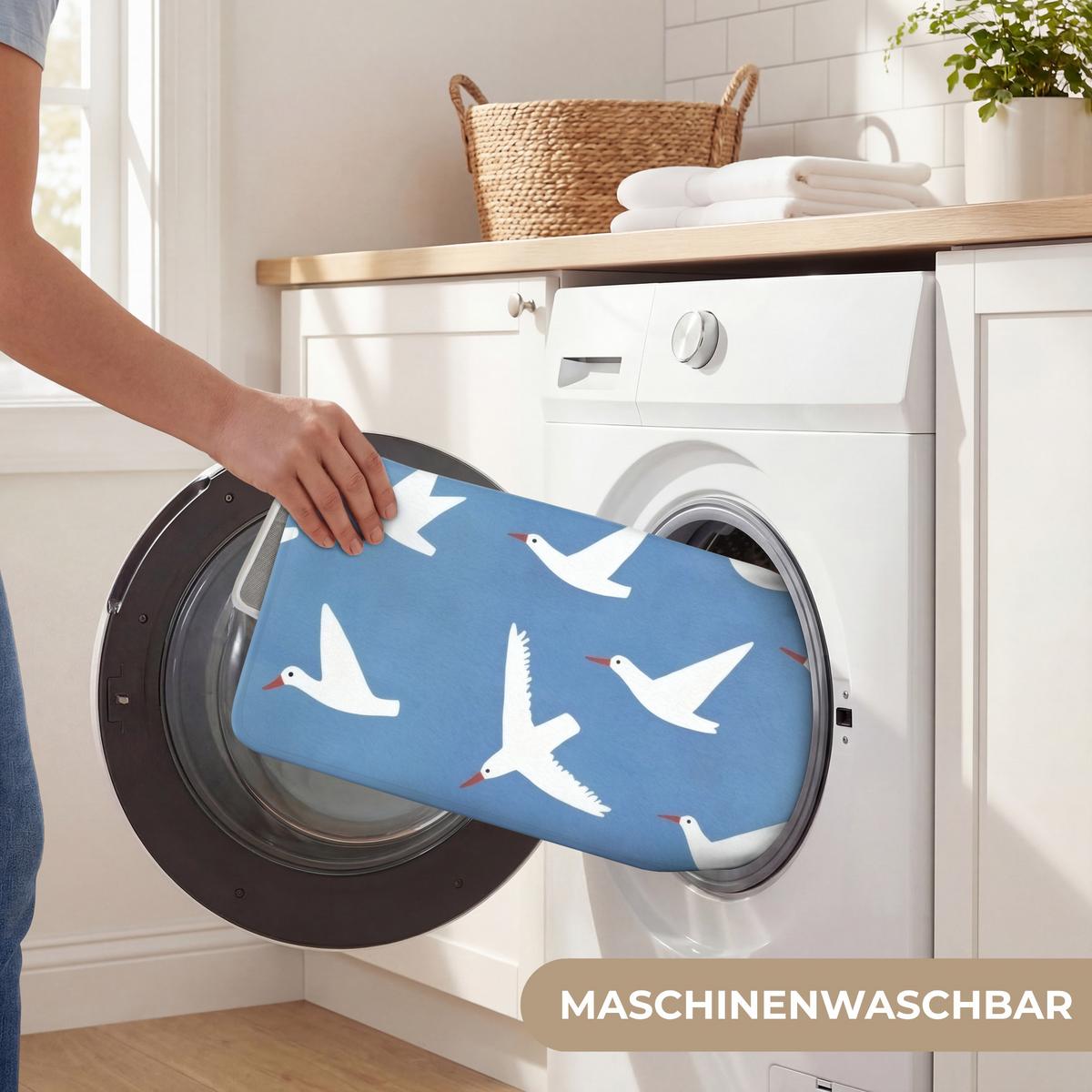 BADEMATTE Vögel - Weiß - Muster 60x40 cm - Blau, Textil (60/40cm) - OnlyWow