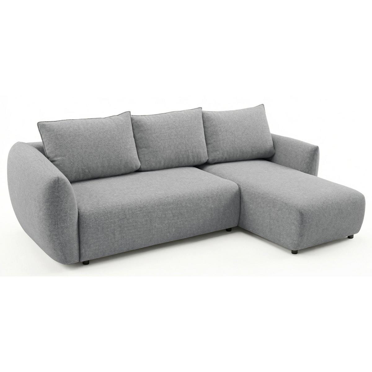 ECKSCHLAFSOFA Zordo GRAUER CHENILLE RECHTS MIT ZWEI BETTKÄSTEN - Grau, Kunststoff/Textil (170/256cm) - Selsey