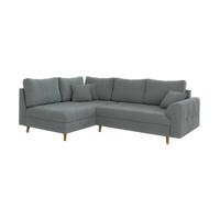 ECKSOFA Henrik Grau Boucle - Ottomane links - Braun/Grau, Holz/Textil (231/161cm) - S-Style Möbel