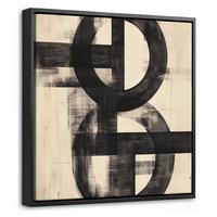 LEINWAND Bilder mit Rahmen - Kreise - Balken - Schwarz - Abstrakt - 20x20 - Schwarz, Textil (20/20cm) - MuchoWow