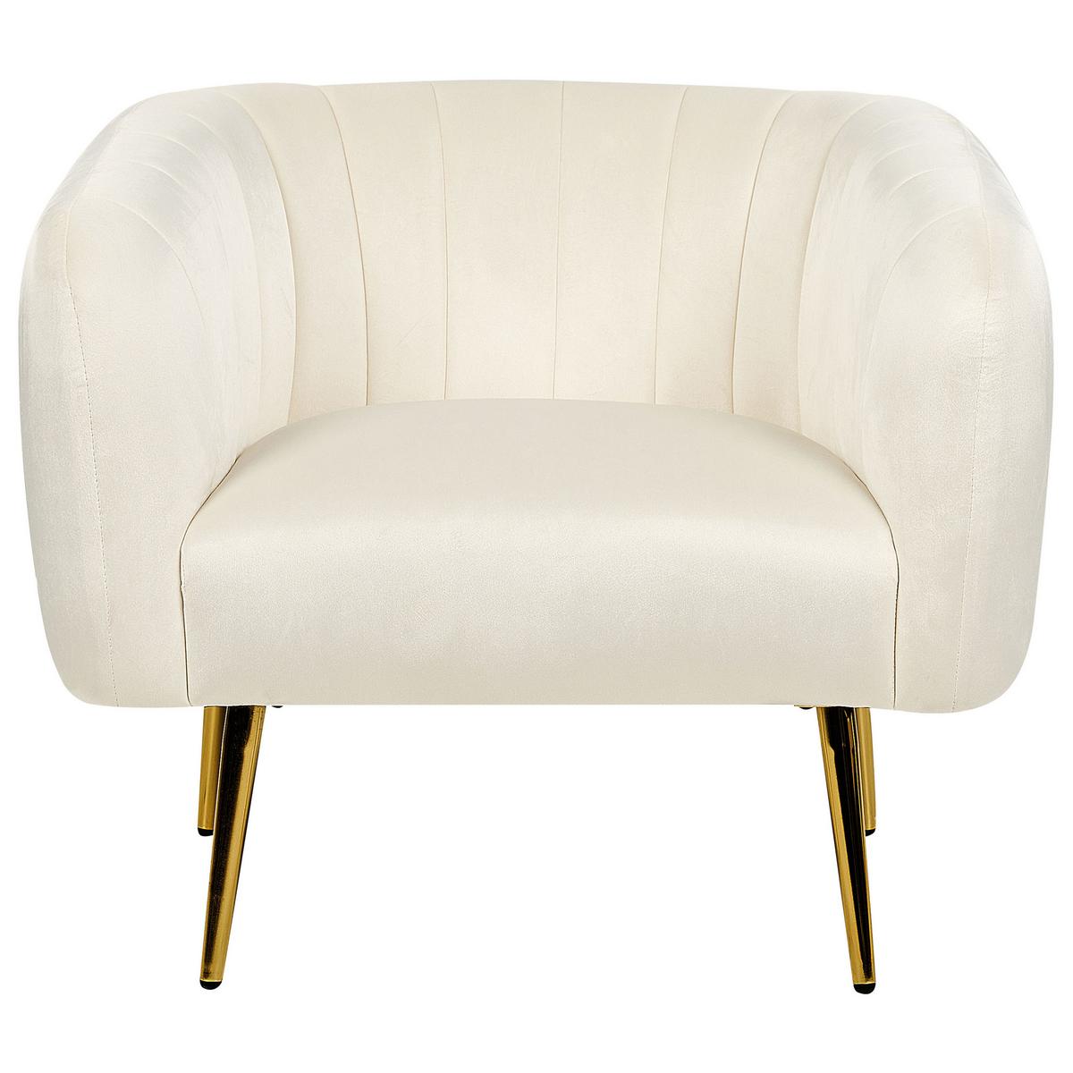SESSEL Samtstoff Beige Laconia - Beige, Textil/Metall (85/72/62cm) - Beliani
