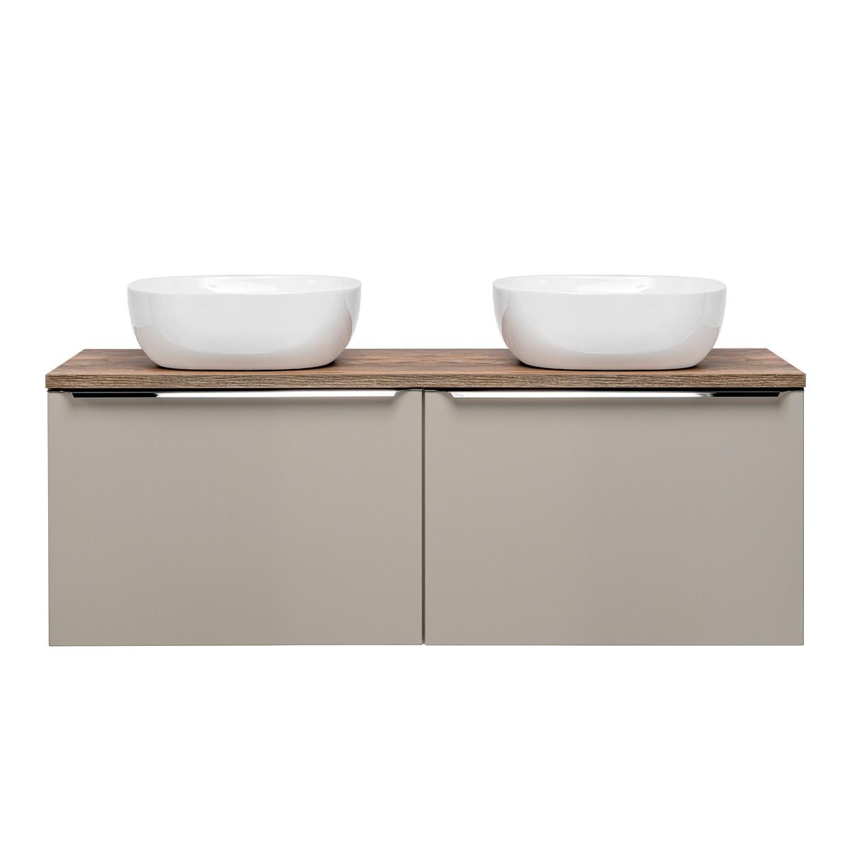 DOPPELWASCHTISCH 120cm Éros Taupe - Taupe, Holzwerkstoff (120/48/46cm) - Petits-meubles