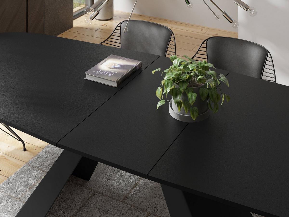 ESSTISCH Monte rechteckig ausziehbar, Schwarz 160-200/80/76 cm - Schwarz, Holzwerkstoff/Metall (80/198/76cm) - WFL GROUP