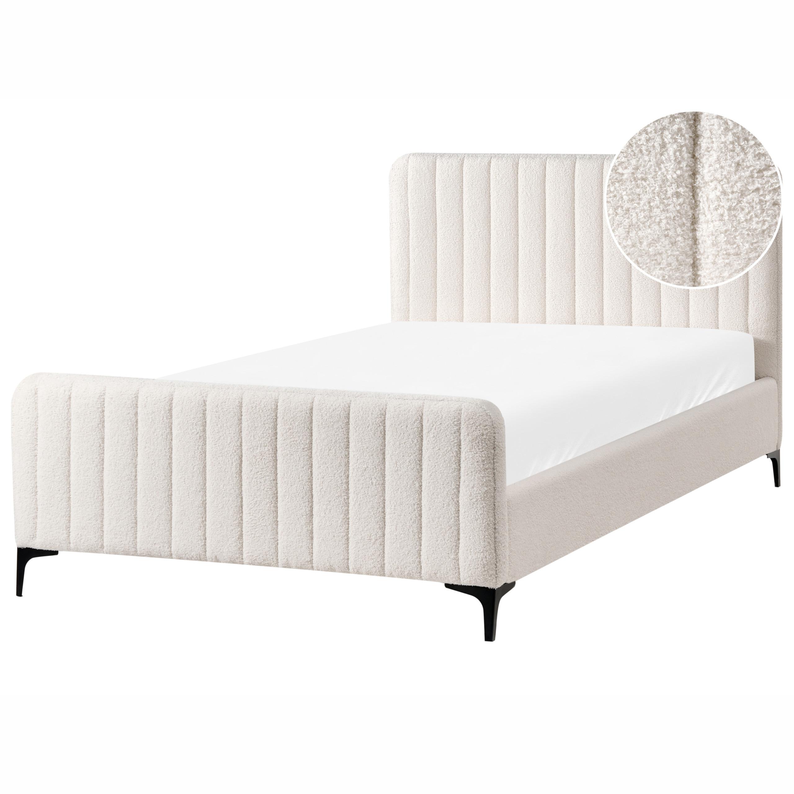 BETT mit Lattenrost 120/200 cm Cremeweiß Lunan - Schwarz/Weiß, Textil (120/200cm) - Beliani