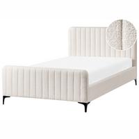 BETT mit Lattenrost 120/200 cm Cremeweiß Lunan - Schwarz/Weiß, Textil (120/200cm) - Beliani