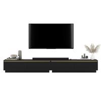 TV-LOWBOARD 2-er Set Selene Schwarz matt geriffelte Fronten 140 cm - Schwarz, Holzwerkstoff (280/37/35cm) - Meble Lindner
