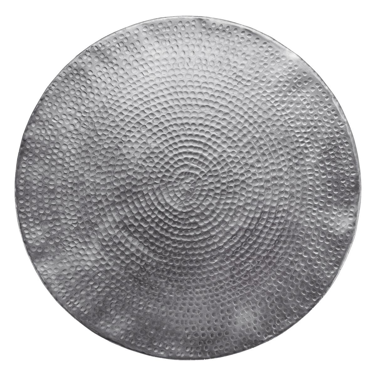 COUCHTISCH rund Ø62x33 cm Silber aus Aluminium Hammerschlag Design - Grau, Metall (62/62/33cm) - WOMO-DESIGN