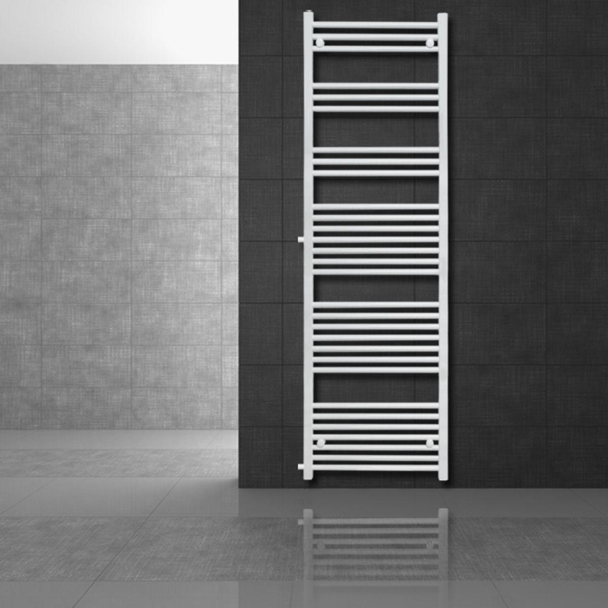 BADHEIZKÖRPER Sahara 500x1800 mm Weiß gerade mit Thermostatventil - Weiß, Metall (50/180/3cm) - LuxeBath