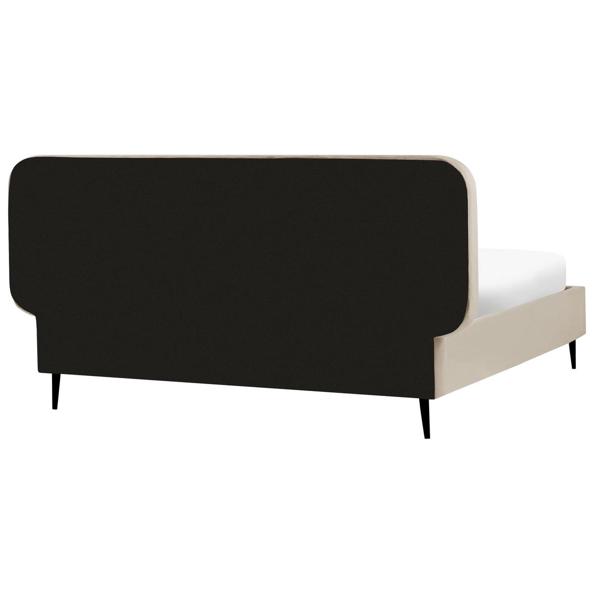 BETT mit Lattenrost 160/200 cm Taupe Brin - Taupe/Schwarz, Textil (160/200cm) - Beliani