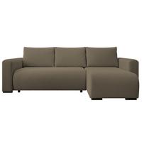 ECKSOFA DORA L, Eckcouch in L-Form mit Schlaffunktion und Bettkasten, Farbe: Cappuccino, Bouclé-Stoff, Ottomane Rechts - Cappuccino, Textil (240/143cm) - Storez24