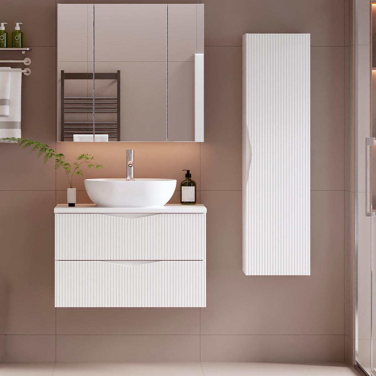 BADMÖBEL 80.6cm Tao 2er-Set Weiß - Weiß, Holzwerkstoff (80.6/52.2/46.5cm) - Petits-meubles