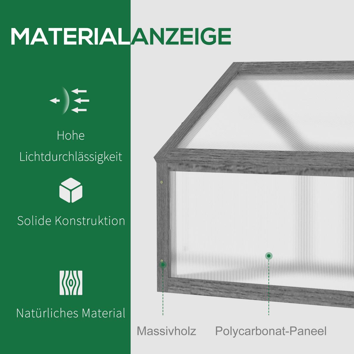 FRÜHBEET aus Holz 90 x 52 x 49,5 cm - Grau, Holz (52/49.5/90cm) - Outsunny