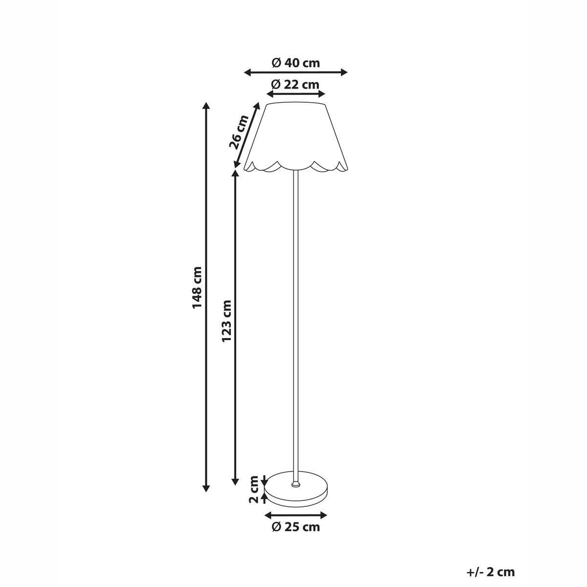 STEHLAMPE Naturfarben Salm - Messingfarben/Naturfarben, Kunststoff (40/40/148cm) - Beliani