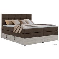 BOXSPRINGBETT ALNOR KING 160/200 - Braun Velvet - Topper Visco - H3 - Schwarz/Braun, Kunststoff/Textil (160/200cm) - MKS