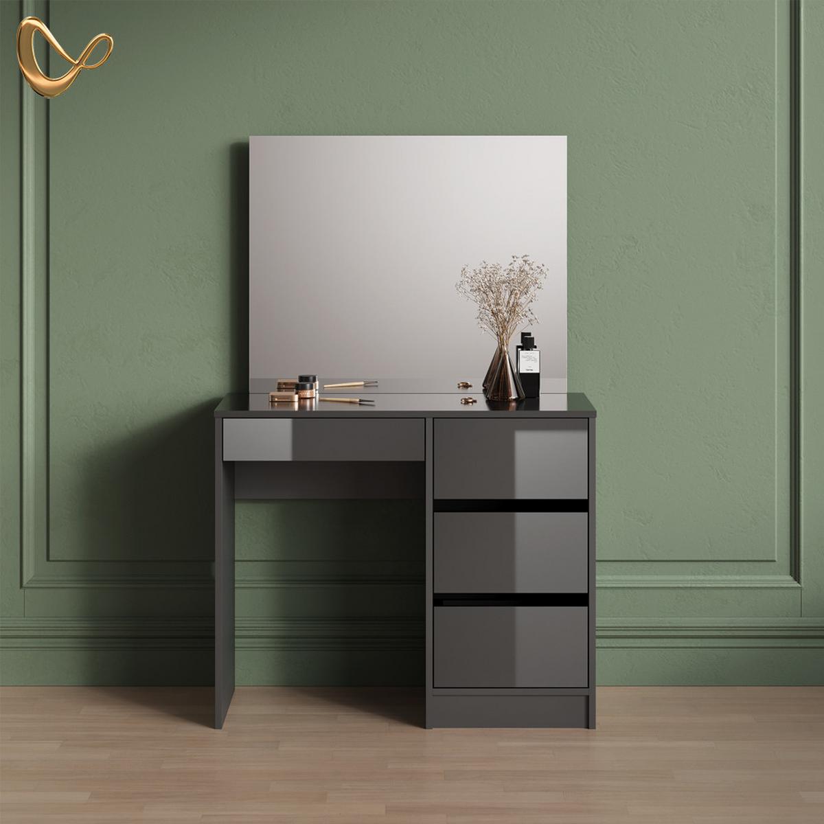 SCHMINKTISCH Imola Anthrazit 90 cm mit Spiegel - Anthrazit, Holzwerkstoff (90/75/40cm) - Livinity®