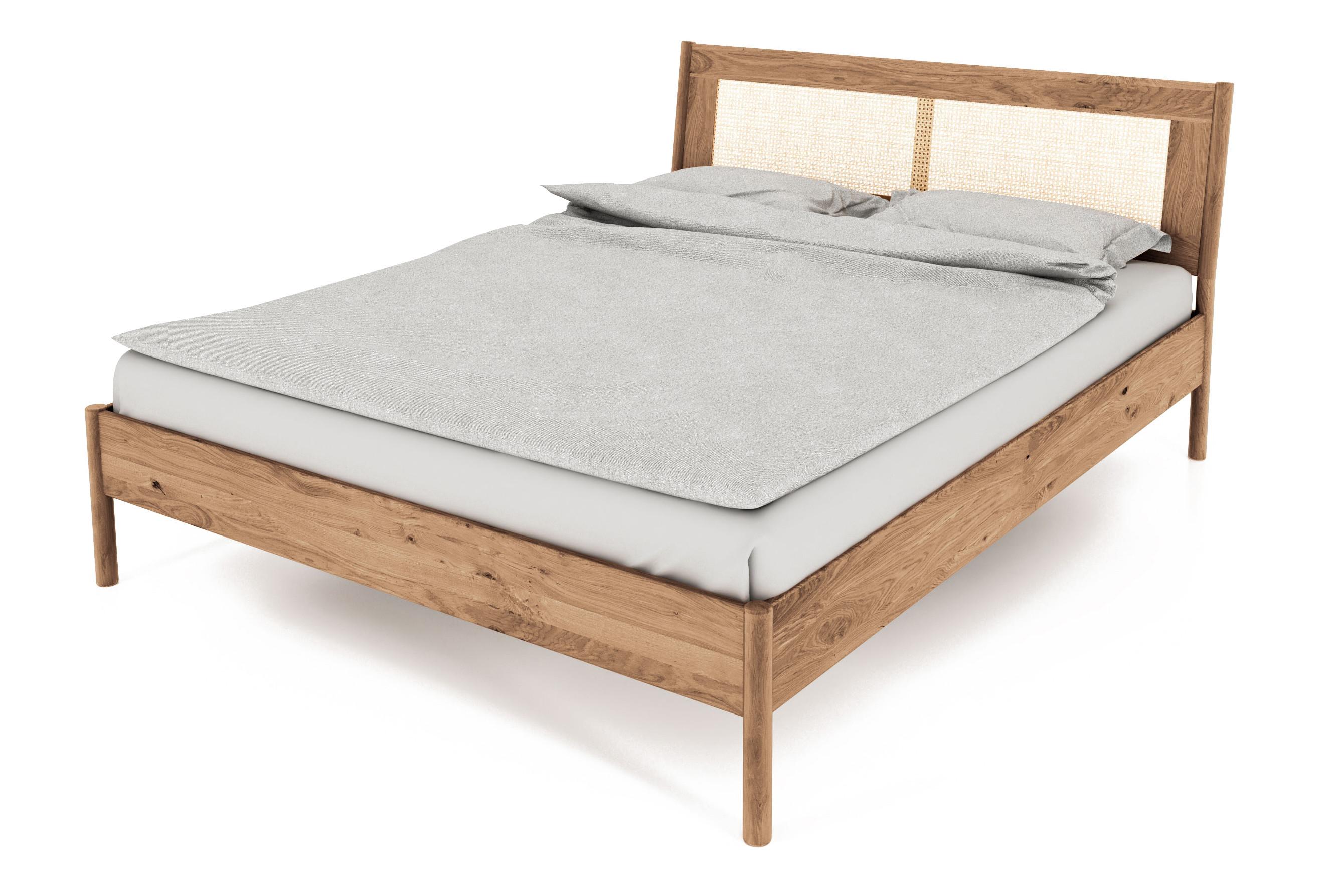 BETT MIT RATTANKOPFTEIL INA 80x200 Wildeiche - Eiche Bianco, Holz (80/200cm) - byoak