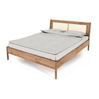 BETT MIT RATTANKOPFTEIL INA 180x220 Wildeiche - Eiche Bianco, Holz (180/220cm) - byoak