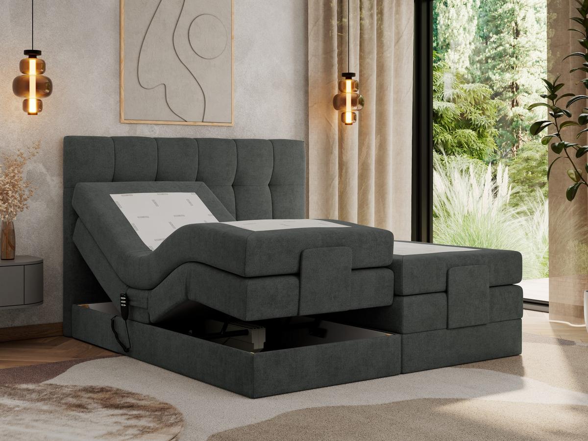 BOXBETT VITTORIA 200/200 - Dunkelgrau Struktur - H3 - Dunkelgrau, Holz/Textil (200/200cm) - MKS