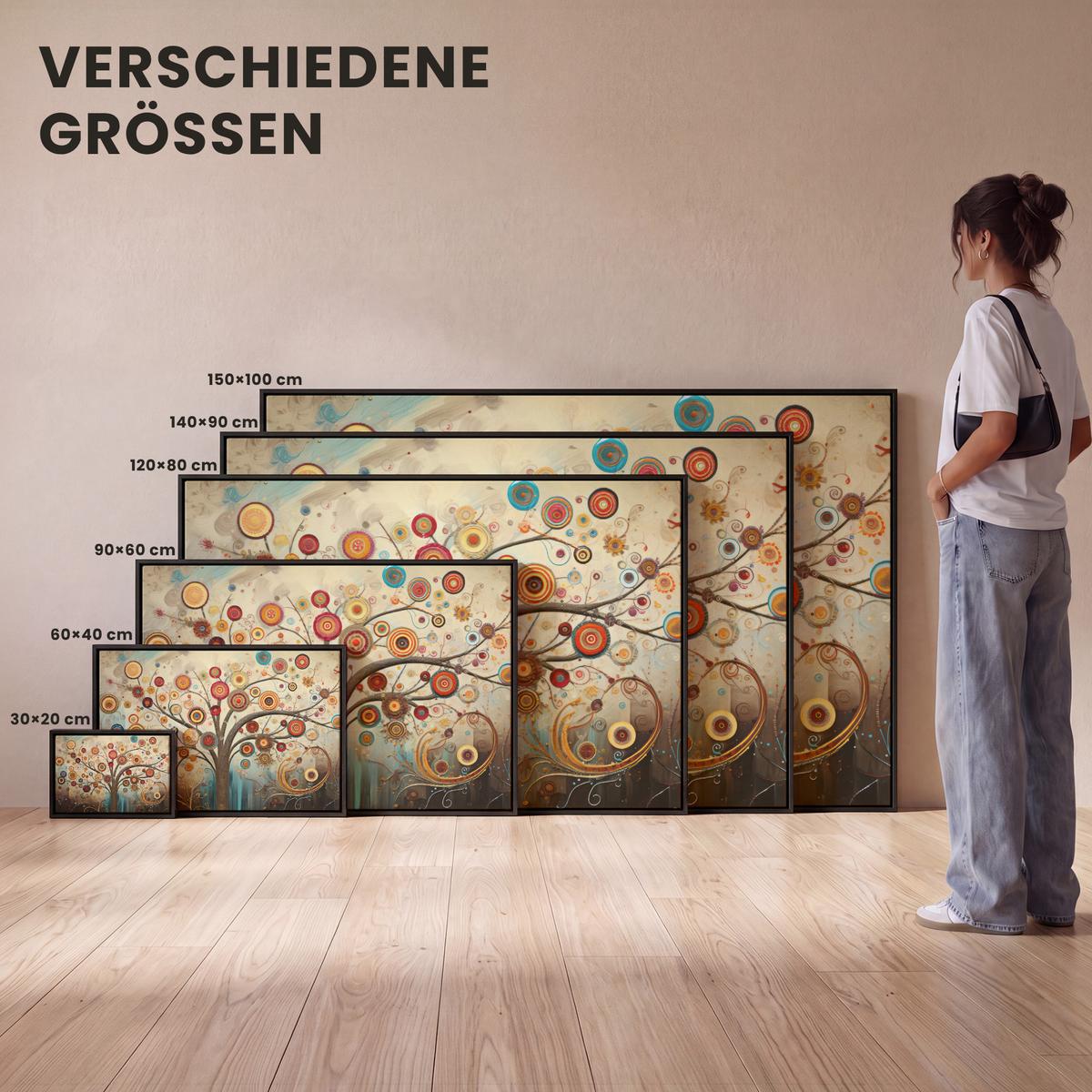 LEINWAND Bilder mit Rahmen - Baum - Baum des Lebens - Farbe - 140x90 - Braun, Textil (140/90cm) - MuchoWow