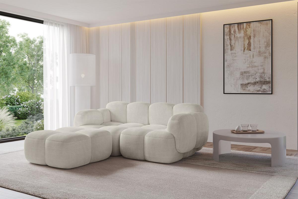 ECKSOFA modulares Sofa Links Miko-L1 214x205x75 Creme Cord - Schwarz/Mokka, Holzwerkstoff/Kunststoff (214/205cm) - ALTDECOR