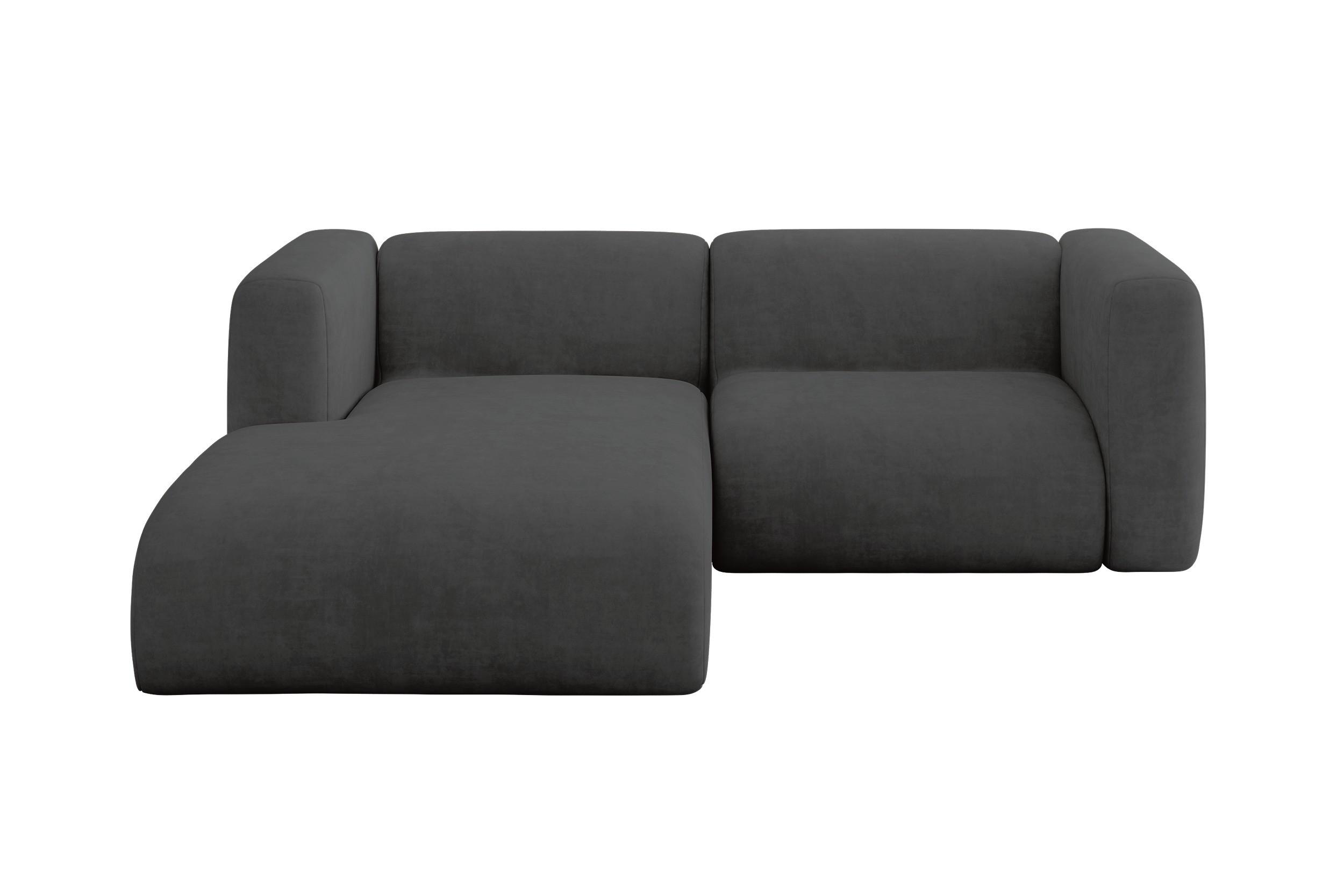 ECKSOFA Ottomane Links MIRA-L1 227x179x89 Dunkelgrau Velours - Dunkelgrau/Schwarz, Holzwerkstoff/Kunststoff (227/179cm) - ALTDECOR