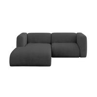 ECKSOFA Ottomane Links MIRA-L1 227x179x89 Dunkelgrau Velours - Dunkelgrau/Schwarz, Holzwerkstoff/Kunststoff (227/179cm) - ALTDECOR