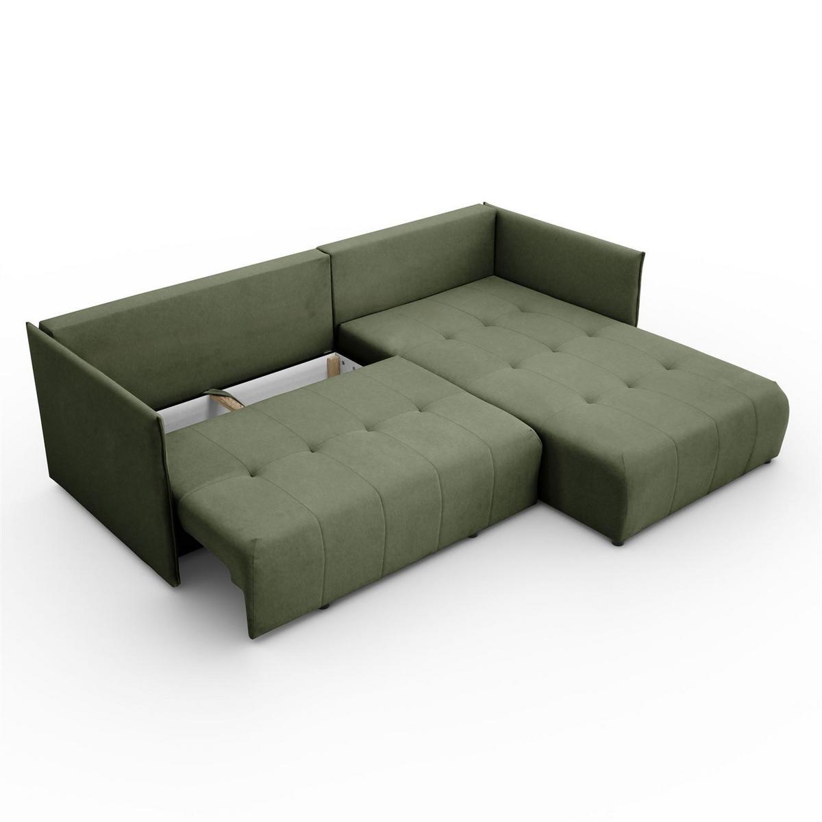 ECKSOFA APOLLO L mit Schlaffunktion und Bettkasten – rechte Seite - Grün, Textil (246/188cm) - Lookway