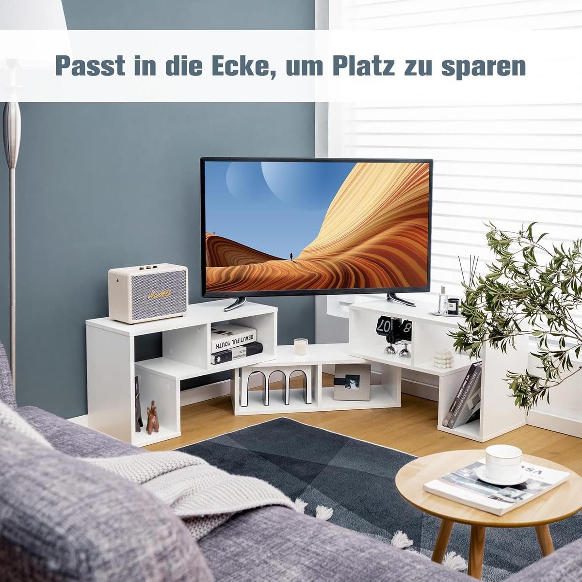 FERNSEHSCHRANK Holz Weiß - Weiß, Holz (180/43/30cm) - COSTWAY