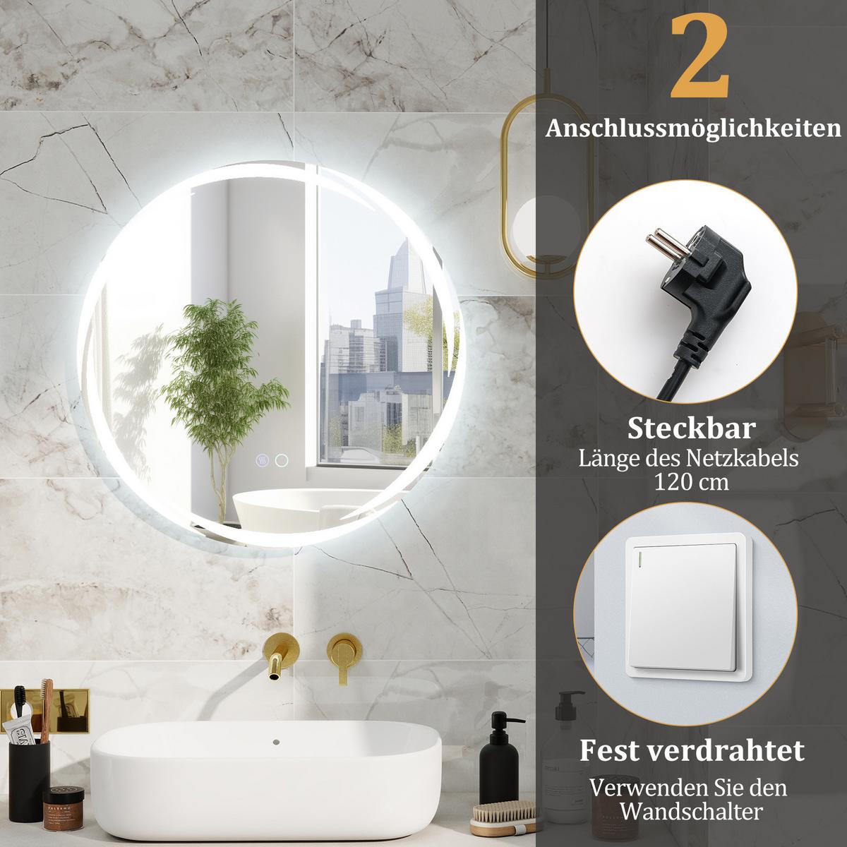 BADEZIMMERSPIEGEL Silber - Silberfarben, Glas (60/3/60cm) - COSTWAY