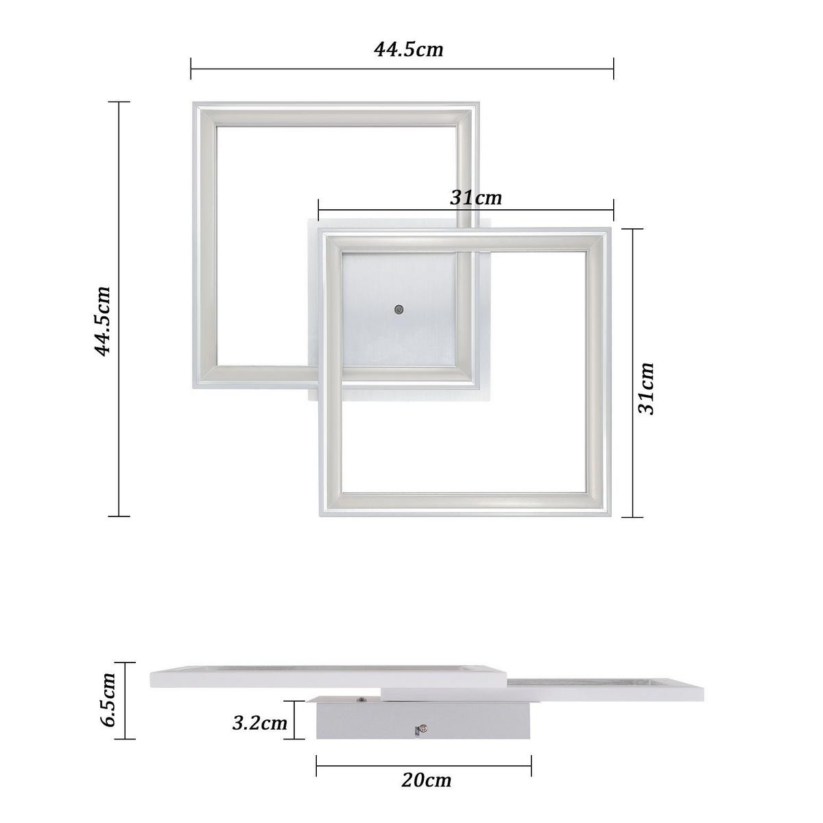 LED-DECKENLEUCHTE Maximilian 45/45/7 cm - Weiß, Metall (45/45/7cm) - Nettlife