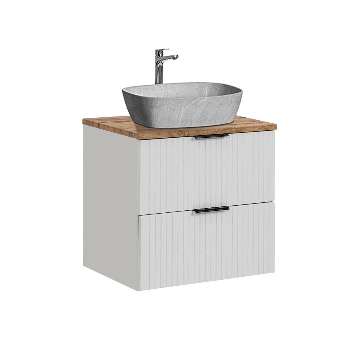 WASCHTISCH 60.6cm Adriel Weiß - Silberfarben/Weiß, Holzwerkstoff (60.6/59/46cm) - Petits-meubles