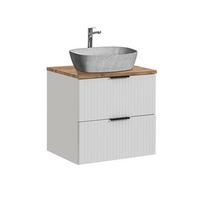 WASCHTISCH 60.6cm Adriel Weiß, Holz und Stein - Silberfarben/Weiß, Holzwerkstoff (60.6/59/46cm) - Petits-meubles