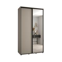 SCHWEBETÜRENSCHRANK 235,2/140/45 2-türig - Kaschmir/Schwarz, Holz/Metall (140/235.2/45cm) - MÖBEL KRYSPOL