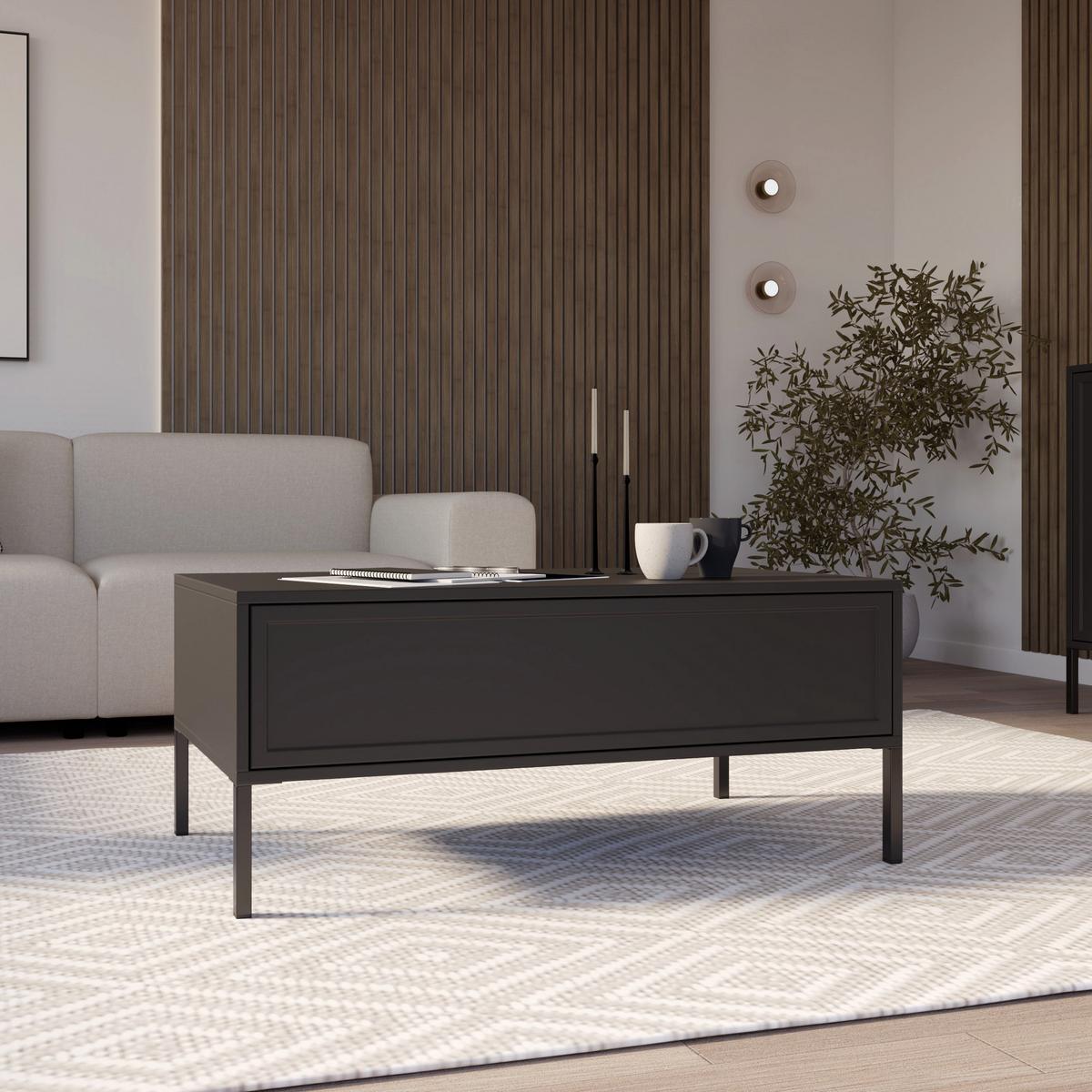 COUCHTISCH Vilavio schwarz 100/50 cm - Schwarz, Holzwerkstoff/Metall (50/100/40cm) - Selsey