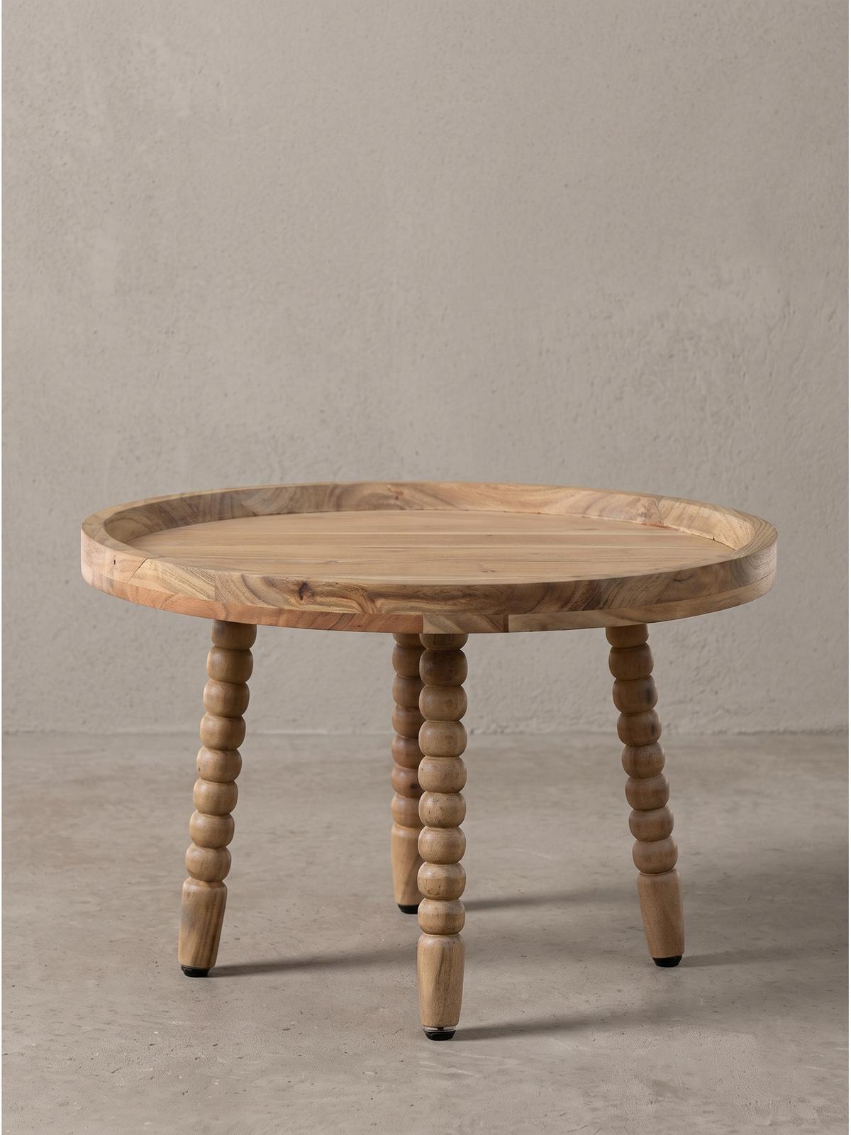 COUCHTISCH MORAVA, Akazie Massivholz, Ø 60 x 40 cm - Braun/Akaziefarben, Akazienholz/Holz (60/60/40cm) - KADIMA DESIGN