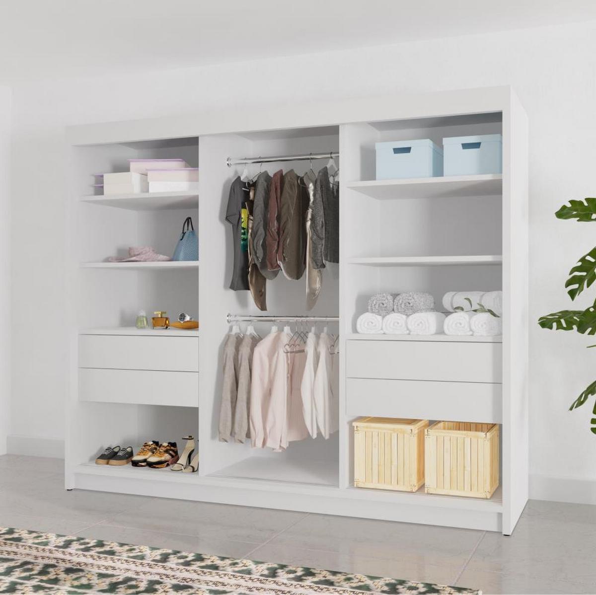 SCHWEBETÜRENSCHRANK Monica 200/215/61 3-türig eiche sonoma+schwarz mit Spiegel - Schwarz/Sonoma Eiche, Holzwerkstoff (200/215/61cm) - Beautysofa