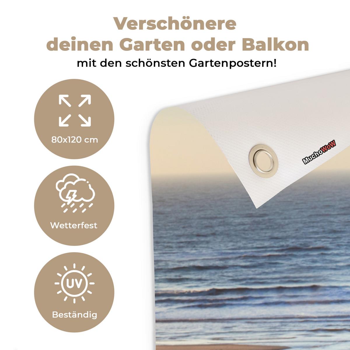 GARTENPOSTER Strand - Meer - Niederlande - Dünen - Sonne Outdoor Bilder 80x120 cm - Sandfarben, Kunststoff (80/120/0.2cm) - OnlyWow