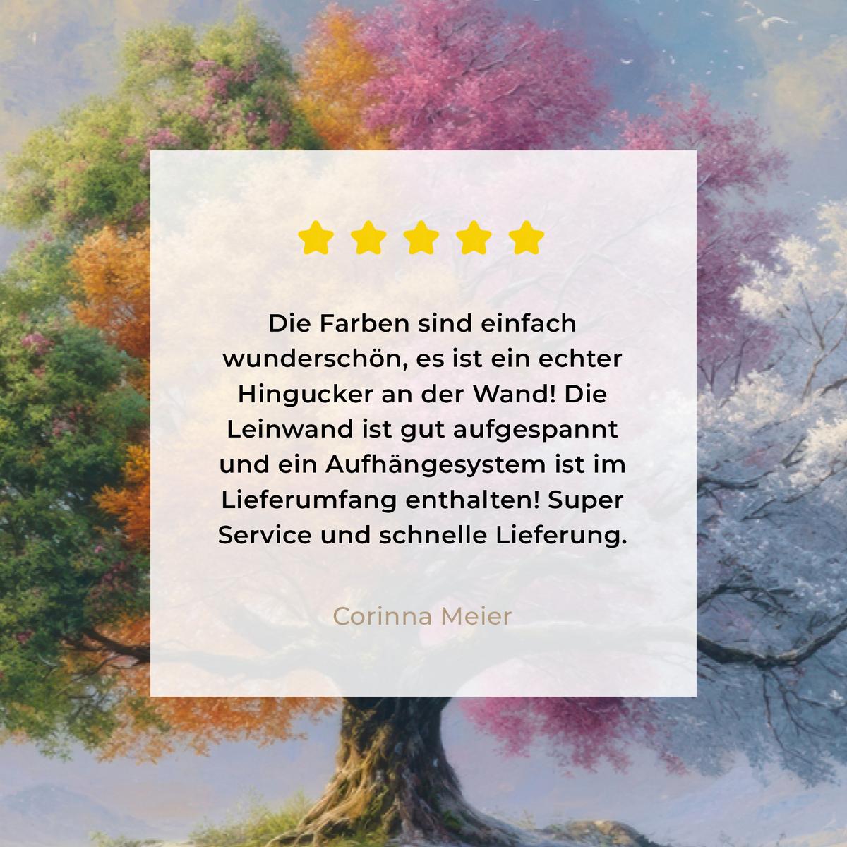 LEINWANDBILD Baum - Jahreszeiten - Winter - Landschaft Groß 140x90 cm - Multicolor, Textil (140/90cm) - MuchoWow