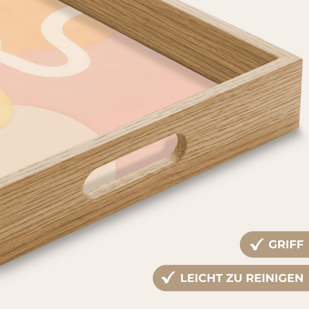 TABLETT Gewellte Formen - Abstrakt - Pastell 40x30 cm - Beige, Holz (40/5/5cm) - OnlyWow