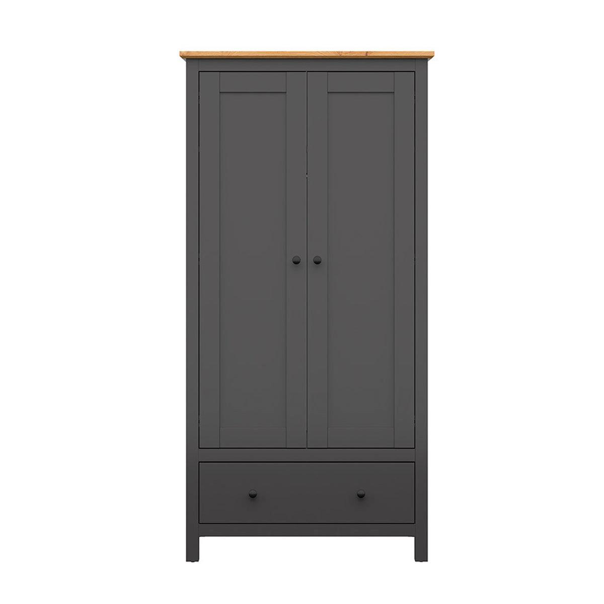 SCHRANK 2 Türen Duck Anthrazitgrau und Holz - Grau, Holzwerkstoff (101/203/57cm) - Petits-meubles