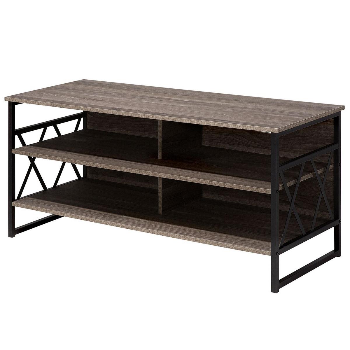 TV-MÖBEL Dunkelbraun, Schwarz CARLISLE 51/120/56 cm - Dunkelbraun, Holzwerkstoff (120/56/51cm) - Beliani