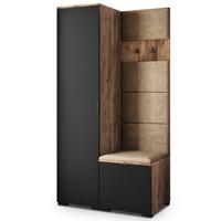 GARDEROBENSCHRANK LORI 95/181/51 cm Modern Garderobe-Set Eiche Lefkas - Eichefarben/Schwarz, Holzwerkstoff (95/181/51cm) - MASSENO