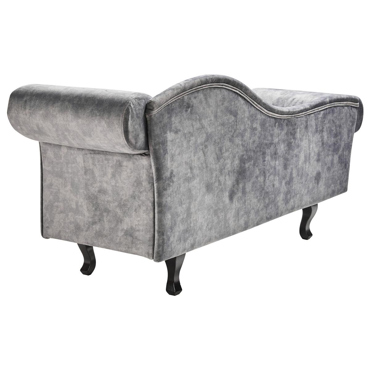 CHAISELONGUE-RECHTSSEITIGE Samtstoff Grau mit Kissen Lattes Ii - Dunkelgrau/Braun, Textil (192/81/59cm) - Beliani