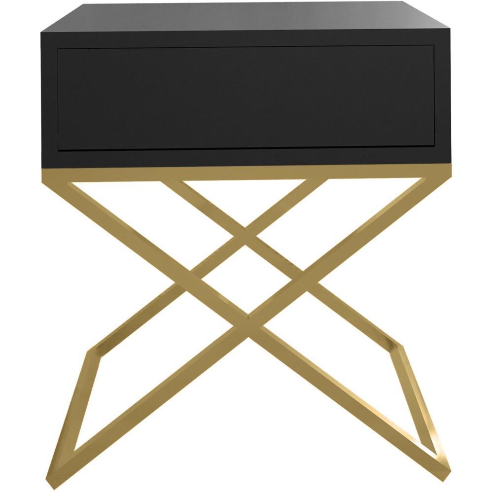 NACHTSCHRANK Max 45/50/35 schwarz - Goldfarben/Schwarz, Holzwerkstoff/Metall (45/50/35cm) - Beautysofa