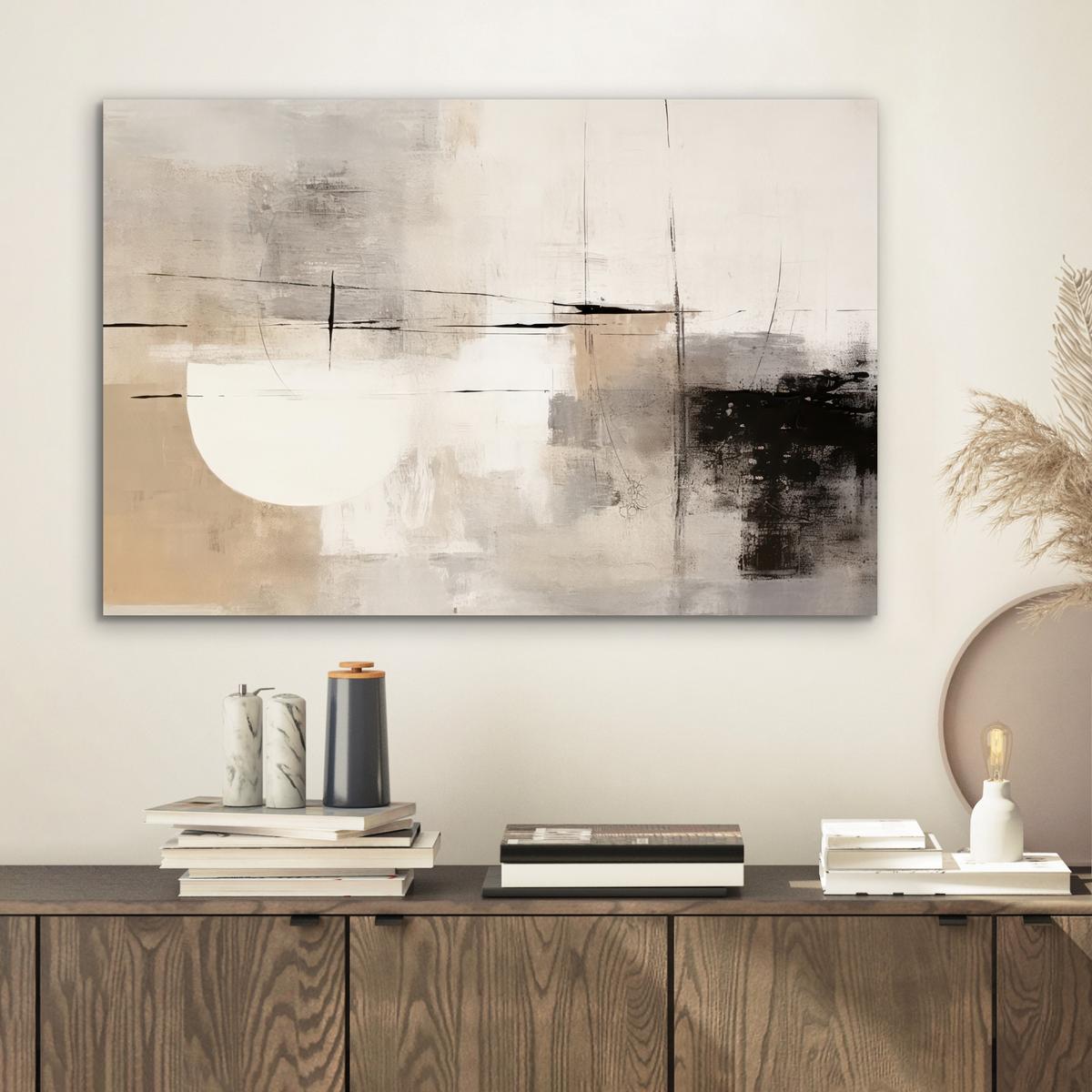 METALLBILD Abstrakt - Kunst - Grau Wandbild 60x40 cm - Hellgrau, Metall (60/40cm) - MuchoWow