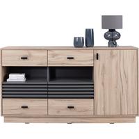 KOMMODE PUNTO 155/85/40cm mit 4 Schubladen 1 Türen Eichefarben - Eichefarben, Holzwerkstoff (155/85/40cm) - MASSENO