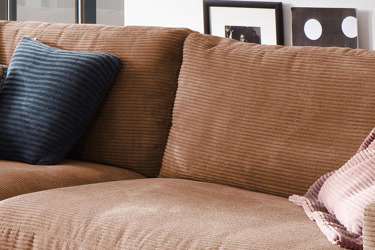 SOFA 3-SITZER MADELINE Braun Cord - Schwarz/Braun, Textil (290/85/127cm) - KAWOLA