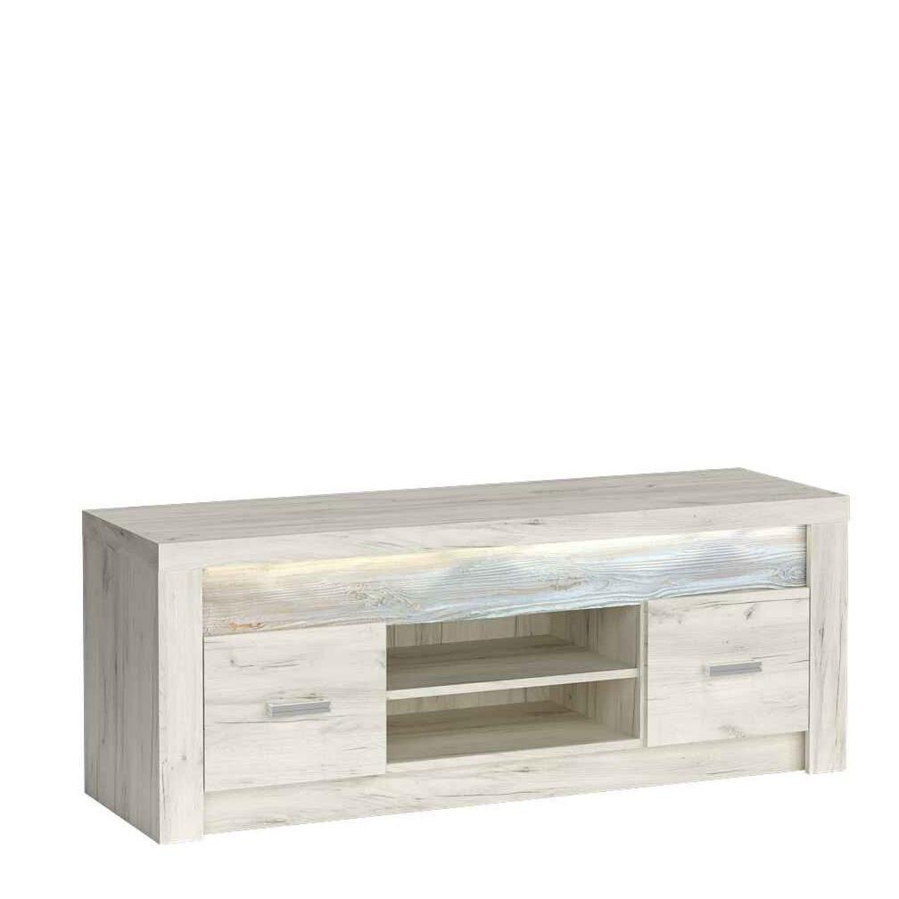 LOWBOARD ZERI 137/53/42 cm, Eiche Bianco - Eiche Bianco, Holzwerkstoff (137/53/42cm) - MASSENO