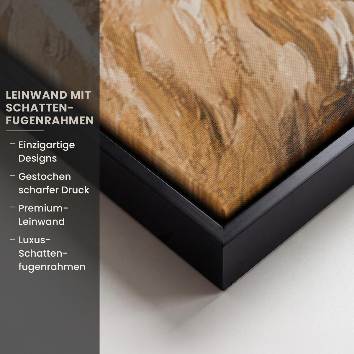 LEINWAND Bilder mit Rahmen - Weihnachtsmann - Rentier - Weihnachten - 150x100 - Rotbraun, Textil (150/100cm) - MuchoWow